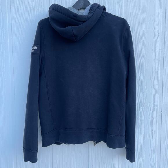 Abercrombie & Fitch Y2K Heavyweight Hoodie Jacket Navy Gray Lined A&F 92 Vintage - Picture 2 of 11